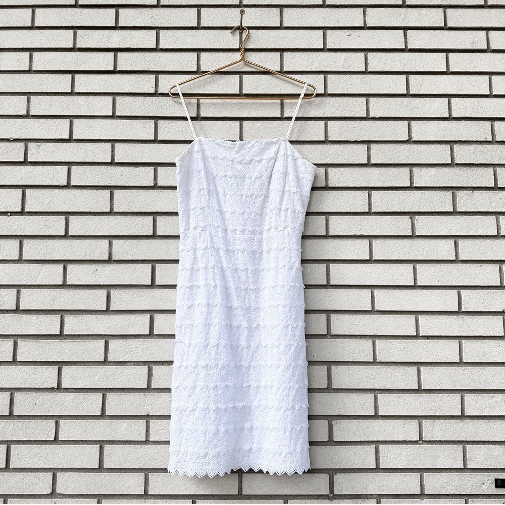 Lilly Pulitzer White Eyelet Lace Tiered Strapless Dress Size 14 Bridal Midi